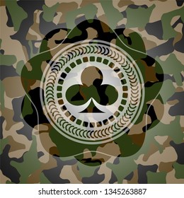 poker clover icon on camo pattern