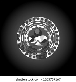 poker clover icon on grey camo texture