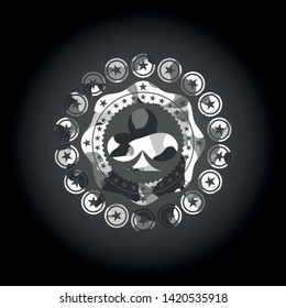 poker clover icon on grey camo pattern