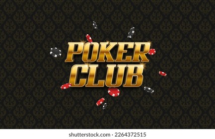 Poker club banner. Casino logo with poker chips. Vector illustration.