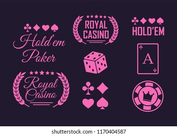 Poker club and casino vector sign set