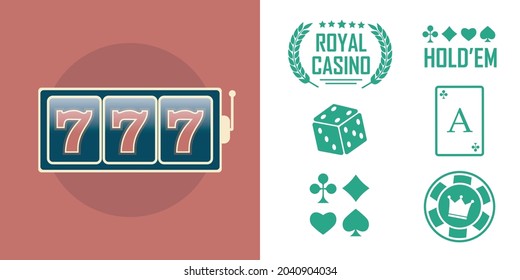 Poker club and casino vector sign set