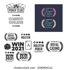 Poker club and casino vector sign set