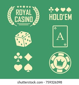 Poker club and casino vector sign set