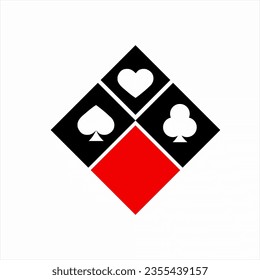 Poker club logo design with an arrow and diamond concept with poker card symbols.