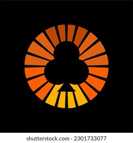  Poker club logo design with sunshine concept with Blackjack symbol.