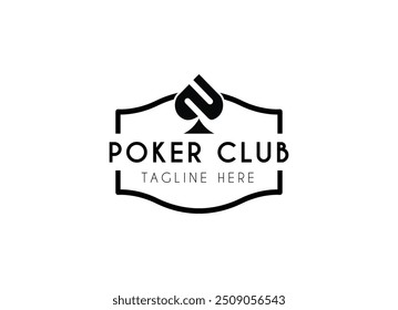 Vetor de design de logotipo de clube de pôquer. O rei do design do logotipo do clube de poker