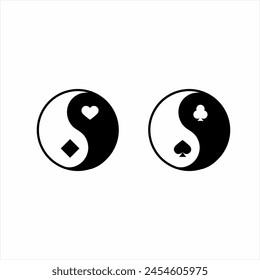 Diseño de logo de club de póquer con concepto Yin Yang.