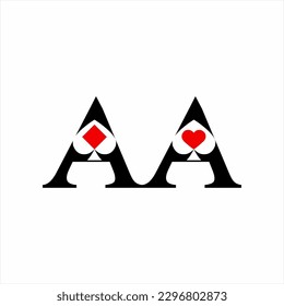 Poker club logo, Letter A with Ace, diamond and heart.