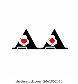 Poker club logo, Letter A with Ace clover, diamonds and hearts.