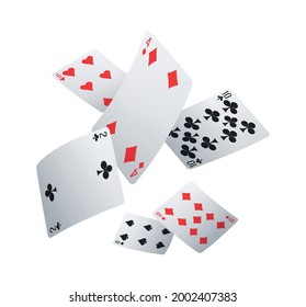 Poker club realistic composition with falling cards vector illustration