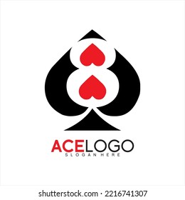 Poker club vector logo design with aces, hearts and figure eight.