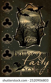 Clubes de Poker Happy Halloween convite cartão, ilustração vetorial