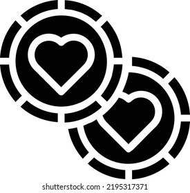Poker Coins Icon With Glyph Style, Entertainment Sign And Symbol Isolated On White Background