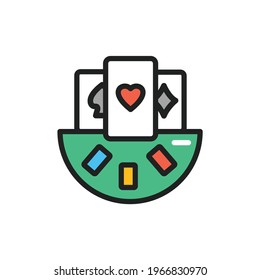 Poker color line icon. Isolated vector element. Outline pictogram for web page, mobile app, promo