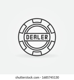 Poker Dealer Chip vector minimal icon or sign in outline style
