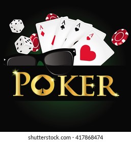 Poker design, cards and chips , casino games.