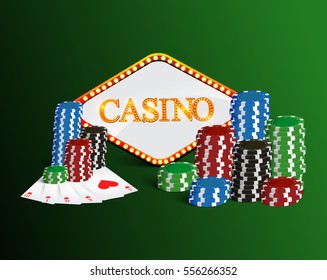 Poker design, cards and chips , casino games.