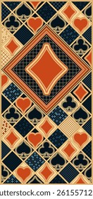 Poker diamonds Art deco card, vector illustration