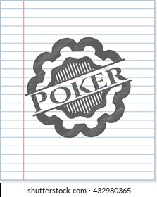 Dibujo de emblema de póquer con efecto lápiz