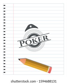 Poker emblem drawn in pencil. Vector Illustration. Detailed.