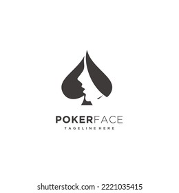 Poker face Ace lady casino logo design icon vector silhouette face girl