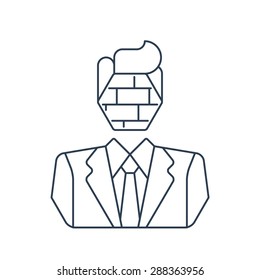 Poker face. Difficult customer. Dead end in negotiation. Defense.