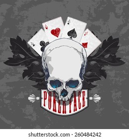 Poker face-Skull and four aces