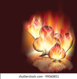 Poker fire background, vector illustration