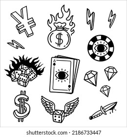 Poker flash tattoo and sticker dark