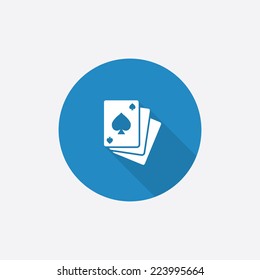 poker Flat Blue Simple Icon with long shadow, isolated on white background  