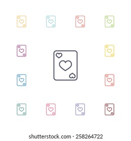 poker flat icons set. Open colorful buttons 