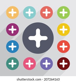 poker, flat icons set. Round colorful buttons. Vector