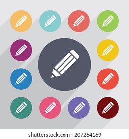 poker, flat icons set. Round colorful buttons. Vector