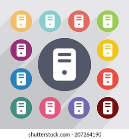 poker, flat icons set. Round colorful buttons. Vector
