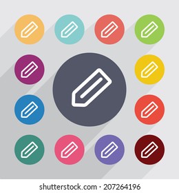 poker, flat icons set. Round colorful buttons. Vector