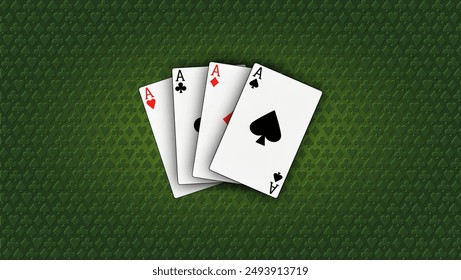 Poker Four Aces Karten, flache Farbdarstellung