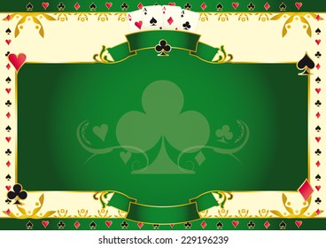 Poker game ace of clubs horizontal background. A background for your Poker Tournament with a clubs shape. Write your message on the empty frame. Dimensions are ideal for a screen
