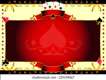 Poker game ace of spades horizontal background. A  background for your Poker Tournament with a heart shape. Write your message on the empty frame. Dimensions are ideal for a screen