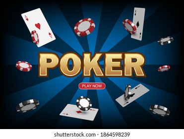 Poker game casiono online, web template for internet, vector illustration