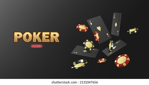 Poker game casiono online, web background template for internet, vector illustration