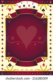 Poker game heart red background. A red background for your Poker Tour with a heart shape. Write your message on the empty frame.