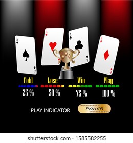 Poker Game Info graphics, 4 ace and trophy with infographic indicator.