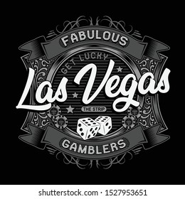 Poker game Las Vegas typography. tee shirt graphics, vectors.