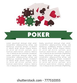 Poker game promotional poster with colorful chips and play cards
