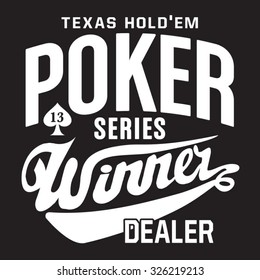 Poker game typography, t-shirt graphics, vectors