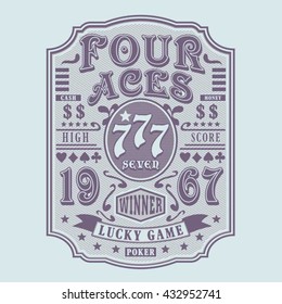 Poker game typography, t-shirt graphics, vectors