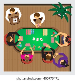 Poker game. View from above. Vector illustration. Applique with realistic shadows.