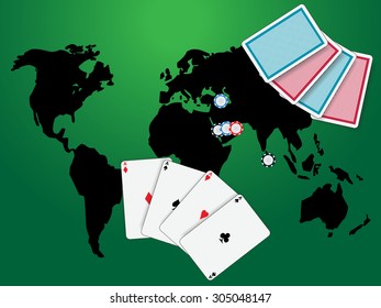 Poker game with world map template