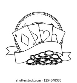Poker games and elements in black and white